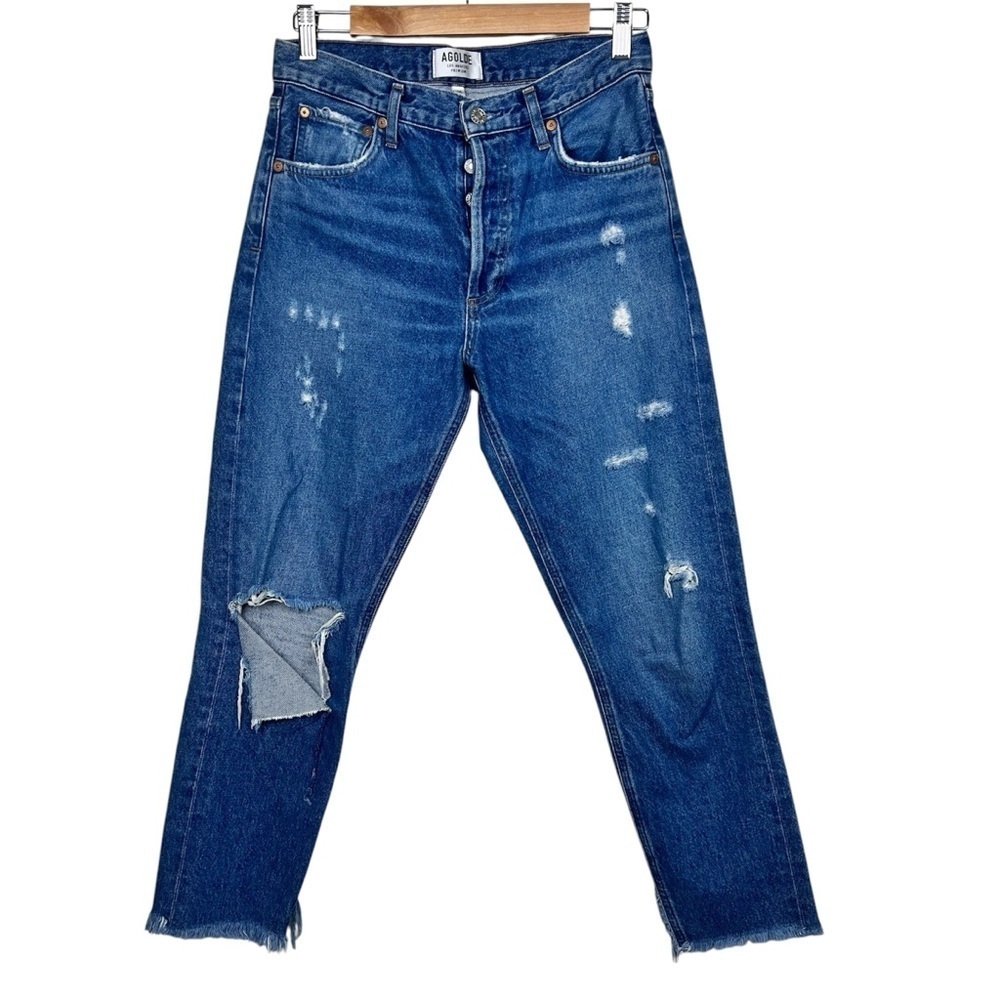 Agolde Feel Good Jamie Distressed Organic
Cotton High Rise Button Fly Jeans 26